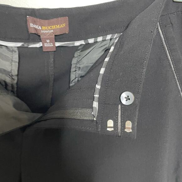 Dana Buchman Bootcut Pants Trouser High Rise Flat Front Flared Leg Black 12 - Picture 7 of 12